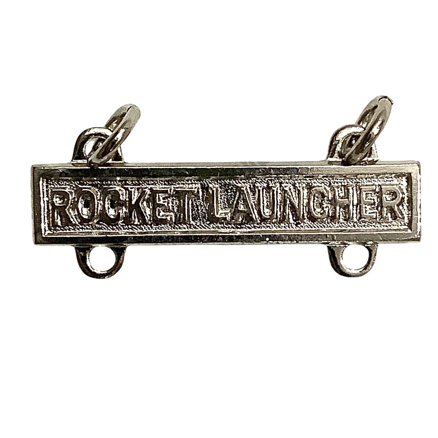 Military Qualification Bar, Rocket Launcher, Silver on Silver, 1/2"H x 1"W