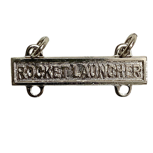 Military Qualification Bar, Rocket Launcher, Silver on Silver, 1/2"H x 1"W