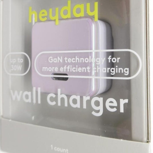 Heyday USB-C 30W Wall Charger Single Port Soft Purple Fast Charge Adapter
