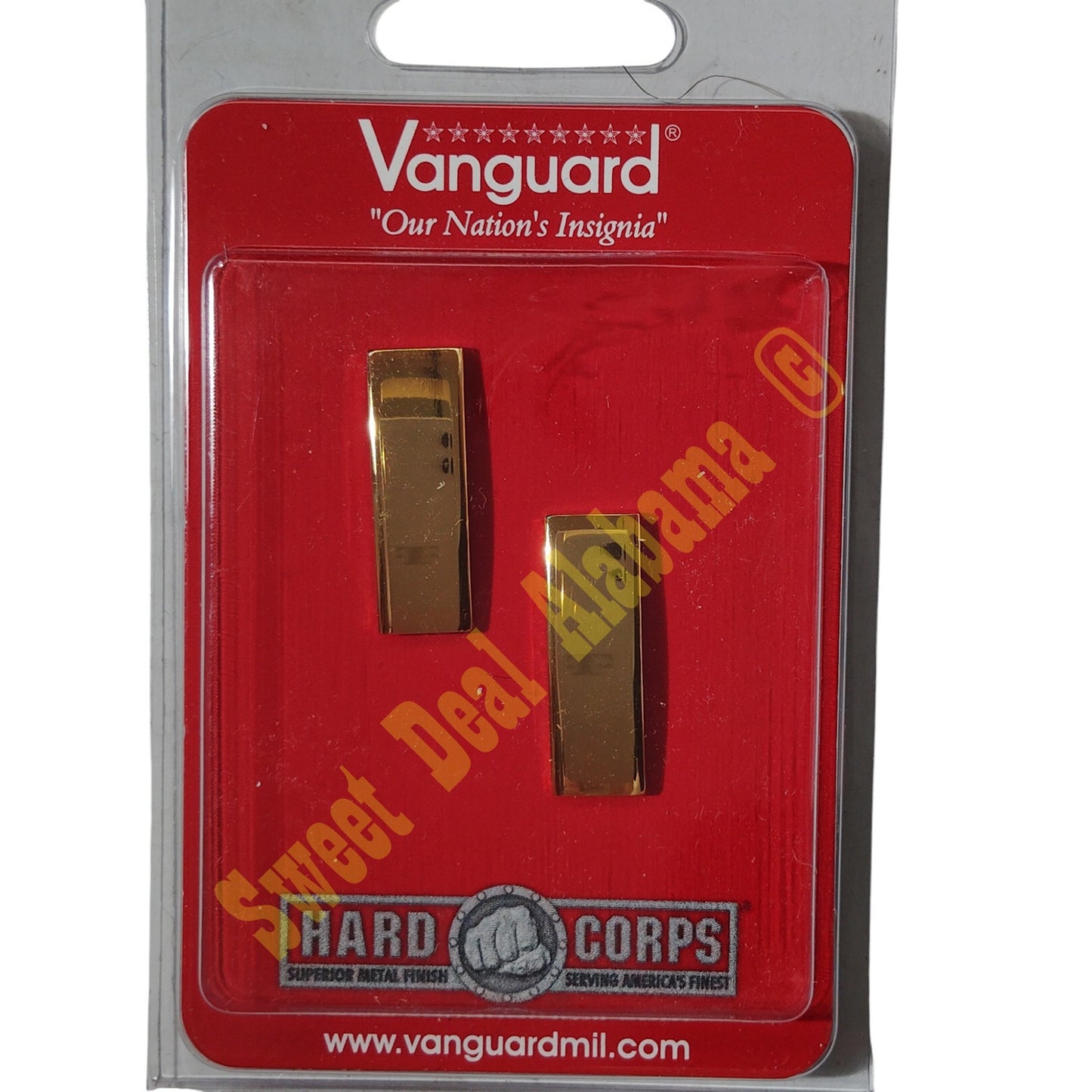 Vanguard Insignia Pin Set: Second Lieutenant 1-1/8" x 5/16" (Coat Rank Device)