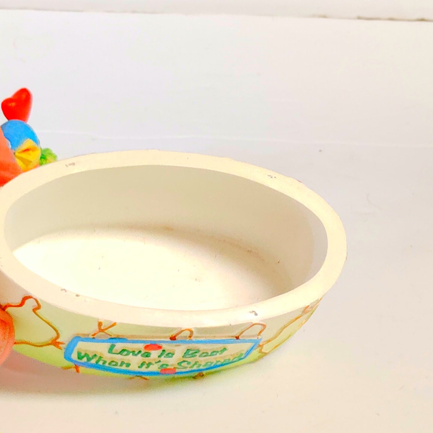 VTG Love Birds Trinket Box “Love Is Best When It’s Shared” 2‑Piece Figurine