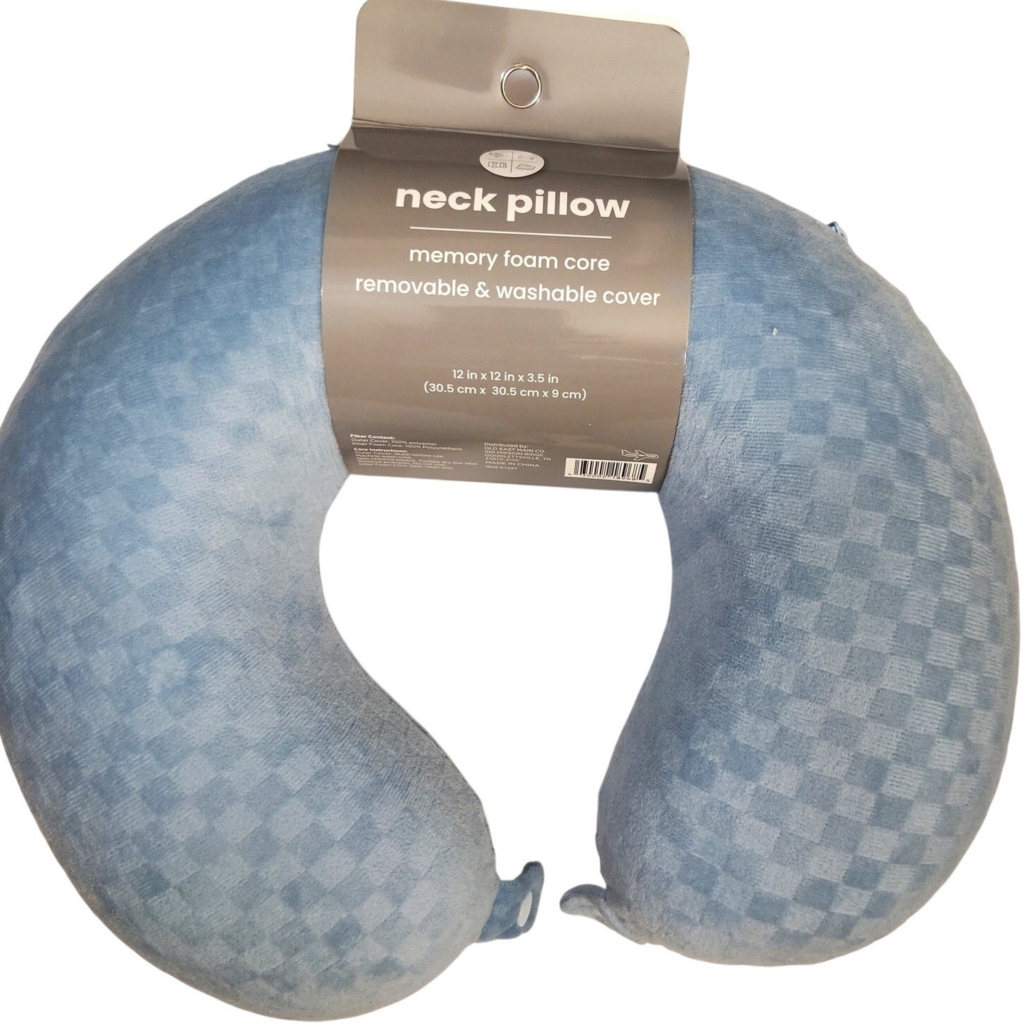 Memory Foam Neck Pillow – 12 x 12 x 3.5 in – Light Blue
