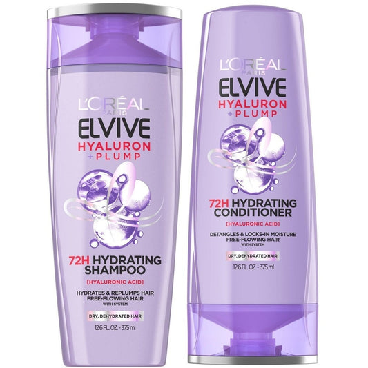 L'Oreal Paris Elvive Hyaluron Plump Shampoo & Conditioner Set – 25.2 fl oz Each
