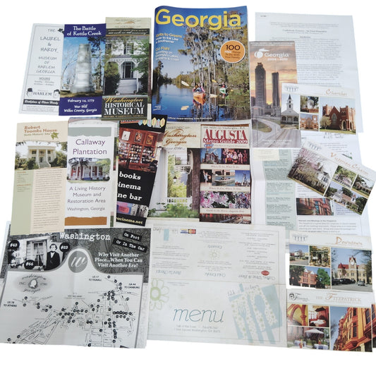 Vintage Georgia Travel Ephemera Lot: Washington, Augusta, Callaway Guides & Maps