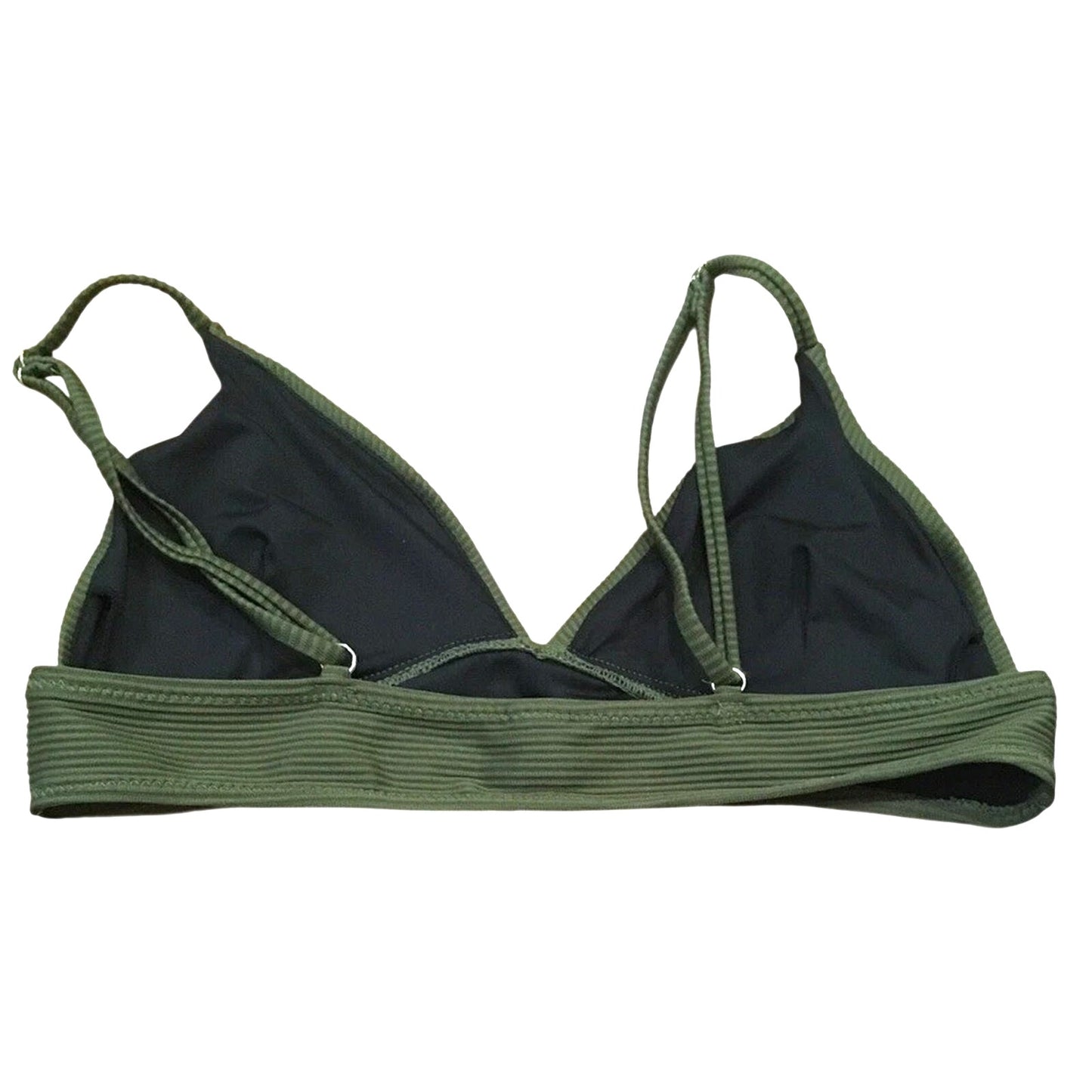 Cupshe Army Green Ribbed Bikini Top Textured Triangle Adjustable Straps Medium