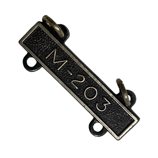 Military Qualification Bar, M-203, 1/2"H x 1"W, Silver w/ Black Background
