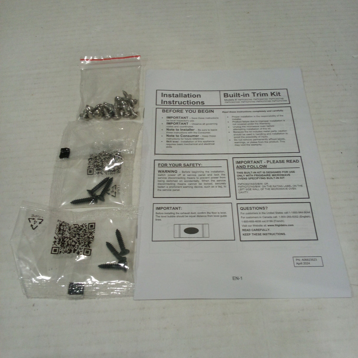 Frigidaire FMTK2727AS 27" Stainless Steel Built-In Microwave Trim Kit New
