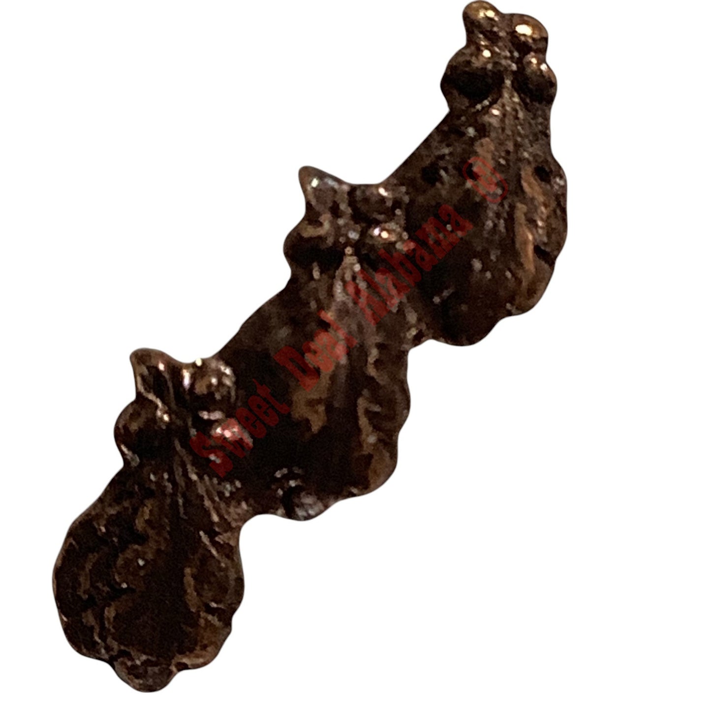 Ribbon Attachment Device: Bronze Three Oak Leaf - 3/16"H x 11/16"W