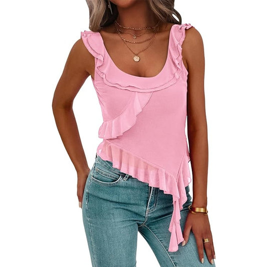PRETTYGARDEN Women's Y2K Going Out Crop Top, Pink, Size XL (16)