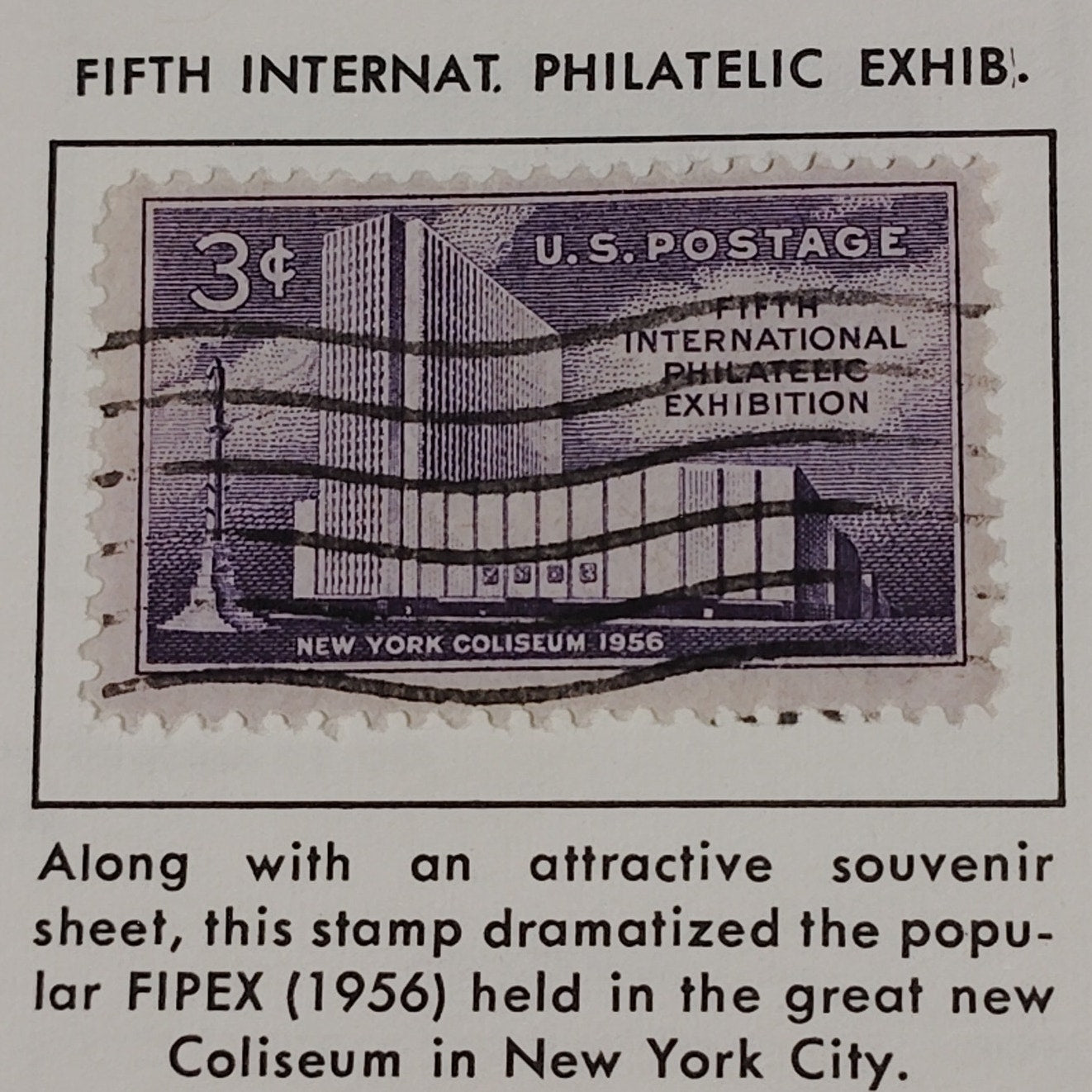 1956 3¢ FIPEX Stamp – New York Coliseum – Scott #1076 – International Philatelic
