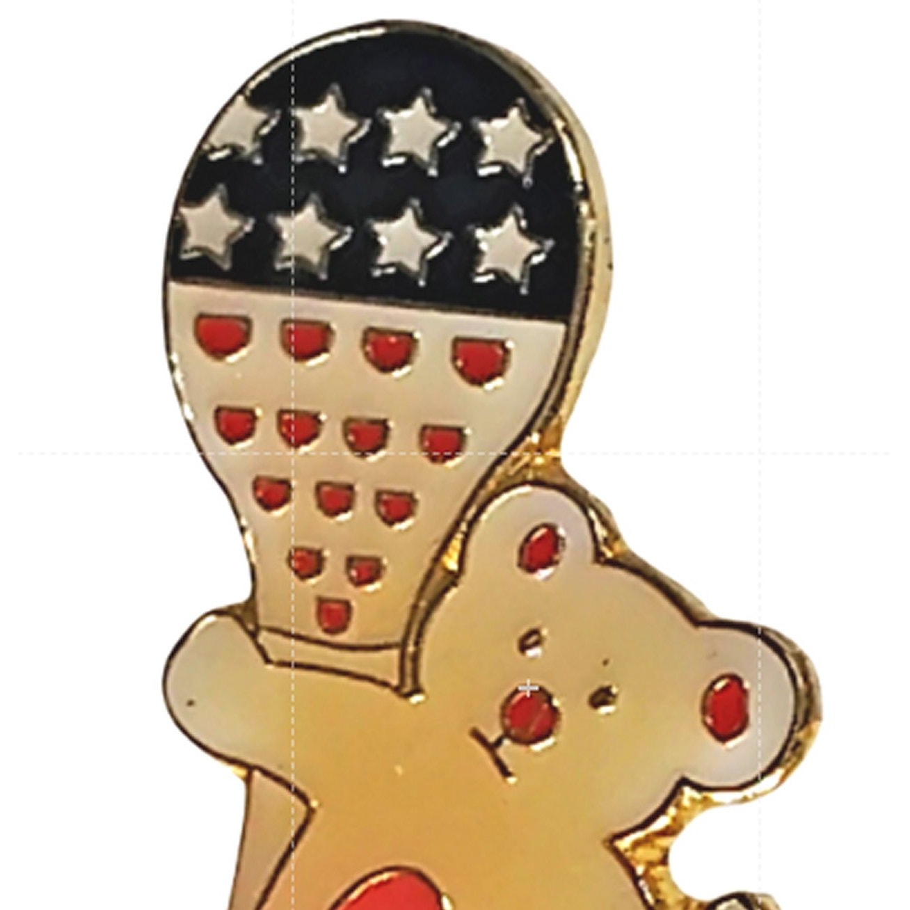 Patriotic USA Bear in Hot Air Balloon Biker Jacket Hat Lapel Pin 1‑1/4" × 5/8"