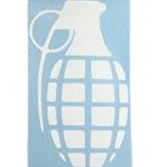 Hand Grenade Vinyl Decal Novelty White Die‑Cut 7" × 4‑3/8"