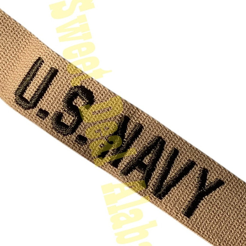 Navy Desert Tan 1"H Name Tape - Embroidered "U.S. NAVY" 7-1/2"L, Sew-On