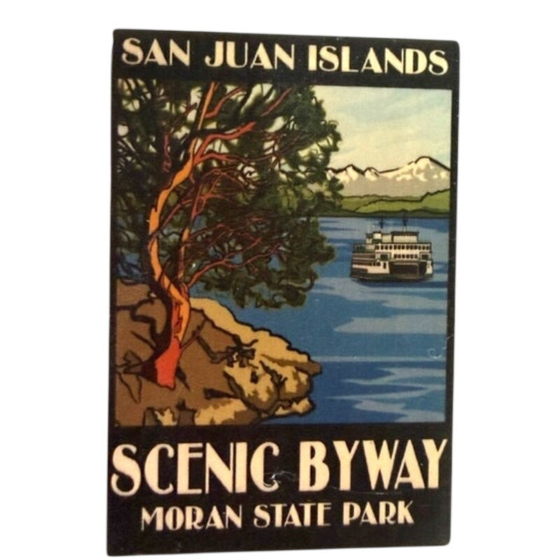 San Juan Islands Scenic Byway – Moran State Park (Lantern Press Block Magnet)