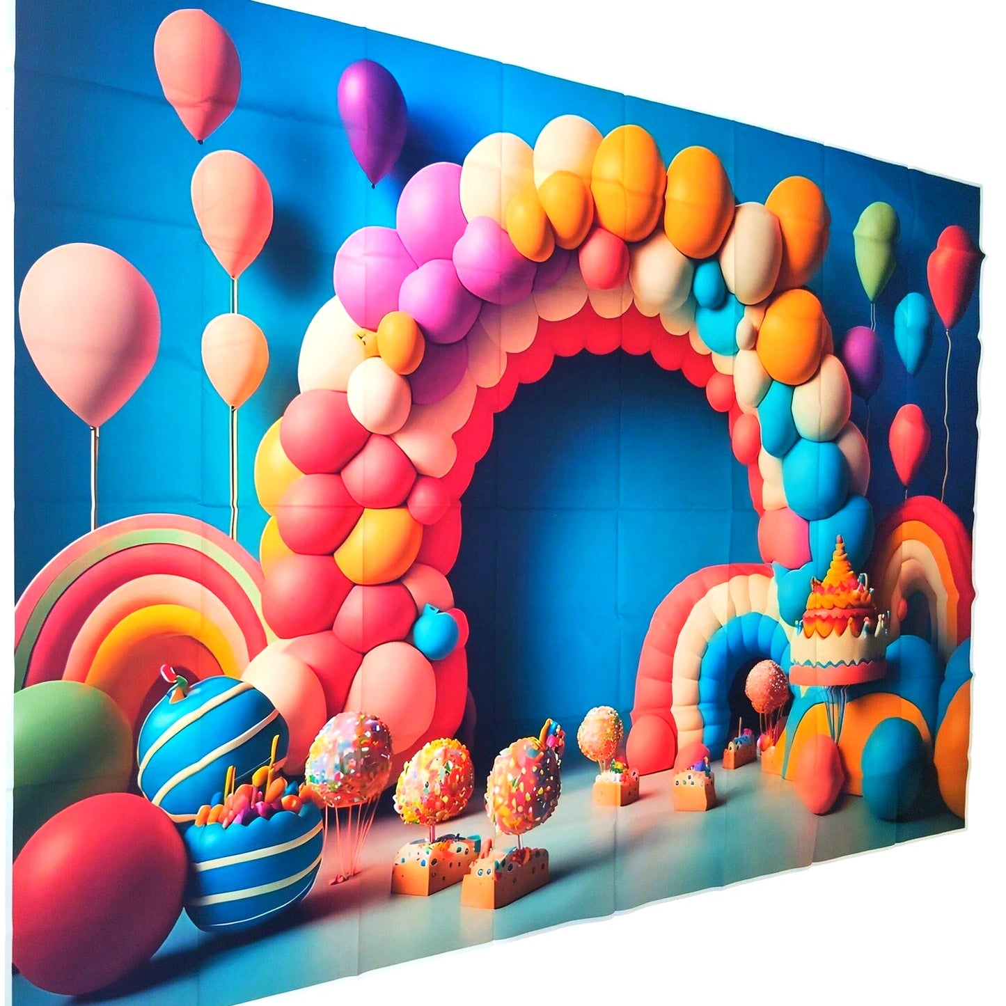 Balloon Arch Candy Backdrop 7×5 ft Kids Birthday Photo Background