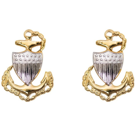 Coast Guard Collar Device – E7 Chief Petty Officer – Gold & Silver Finish – 7/16" x 1"