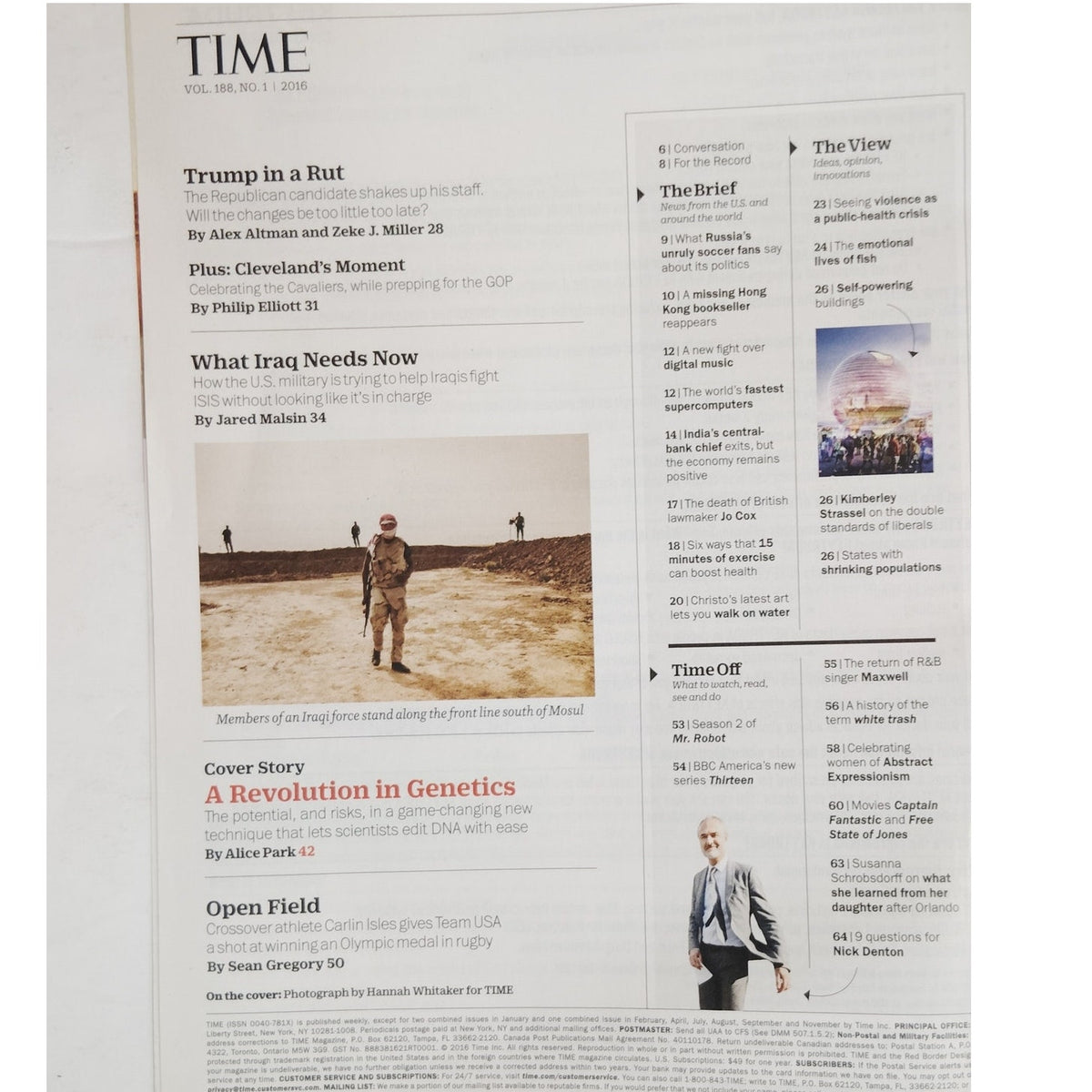 TIME Magazine July 4, 2016 Gene Machine CRISPR Cover - Alice Park Back Issue