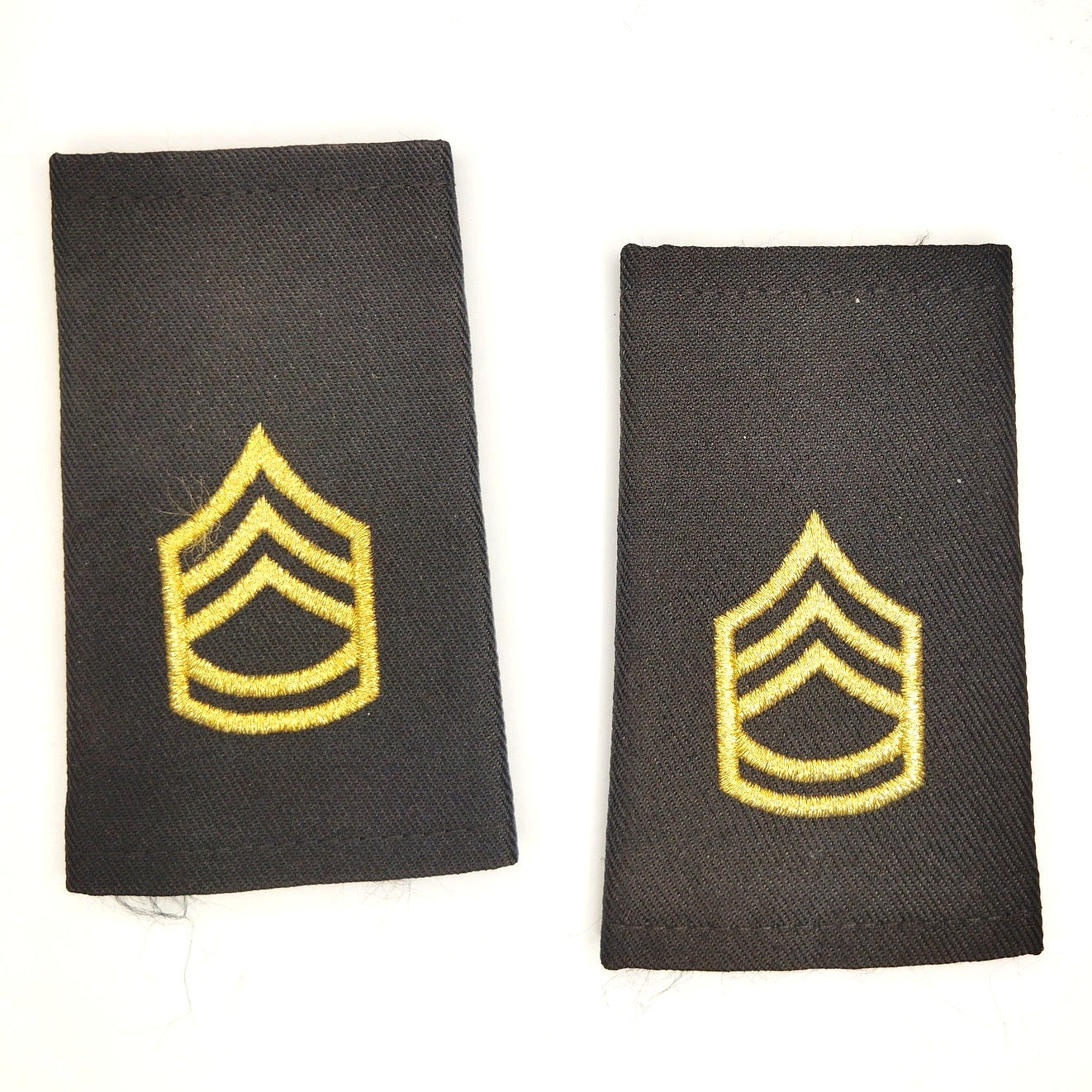 US Army Sergeant First Class E‑7 Shoulder Marks Female Gold on Black Pair