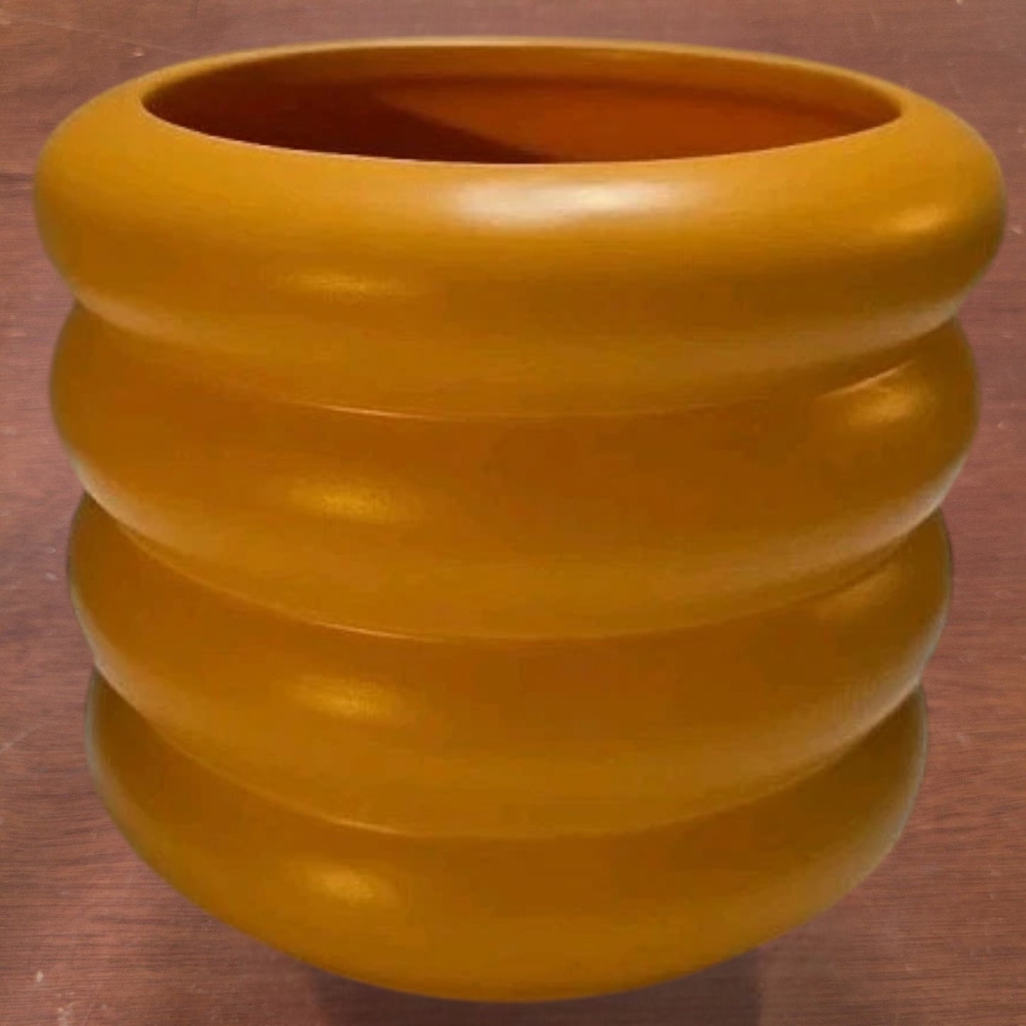 1 CS of 6 Small Bubble Ceramic Pastel Orange Planters 5" Diameter Plugged Drains