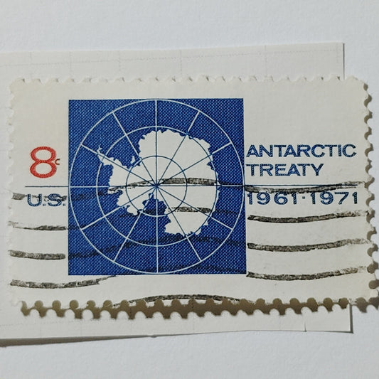 1971 US Postage Stamp Scott #1431 8c Antarctic Treaty Map Anniversary Used