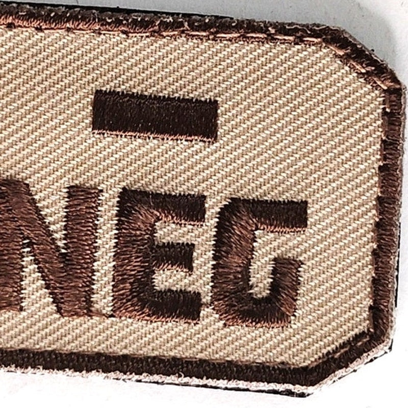 A- NEG Blood Type Patch Novelty Embroidered Brown on Tan 2‑1/2 × 1‑1/4 Hook Back