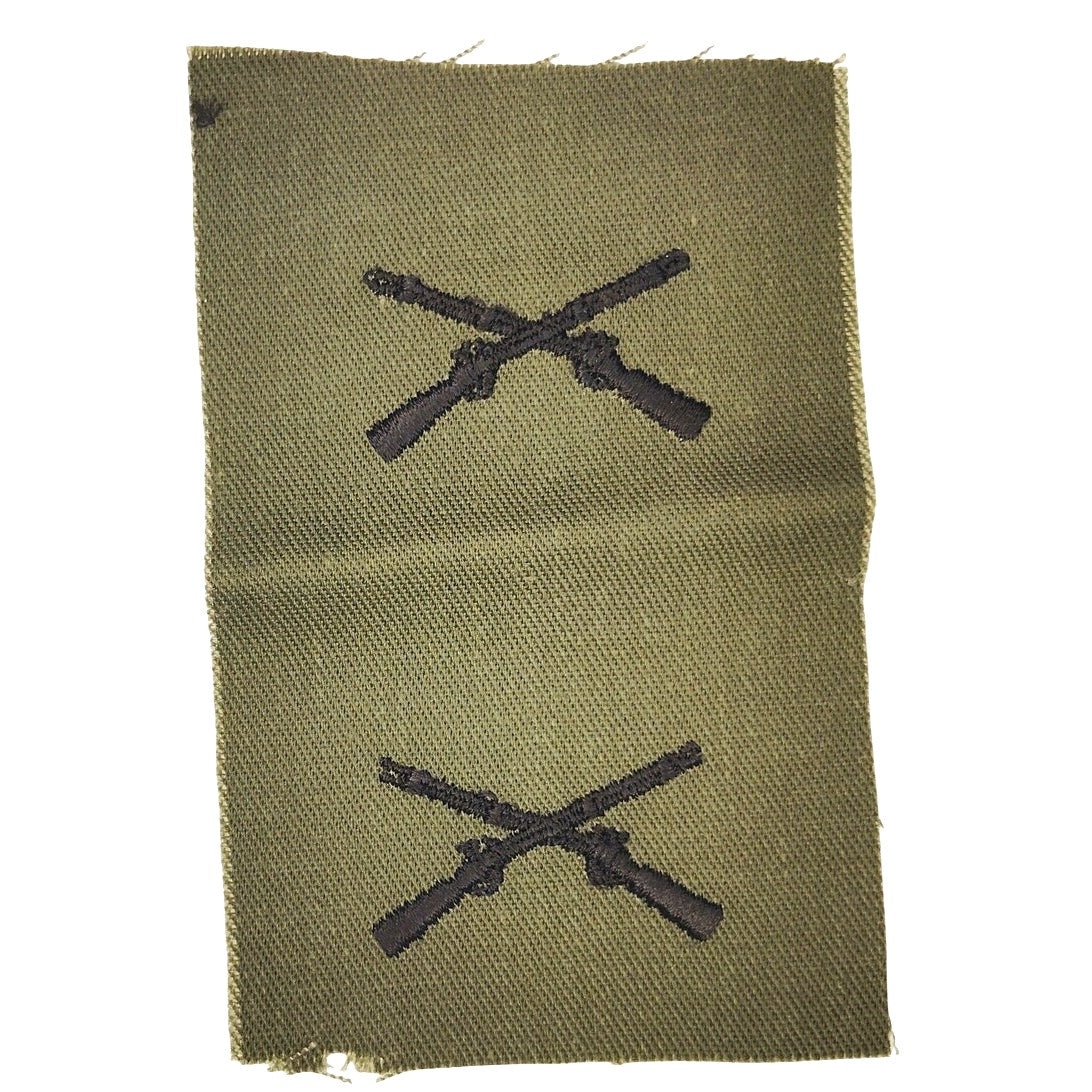 US Army Infantry Branch Patch Pair Subdued ODG 4‑1/8" × 2‑3/4" Sew‑On