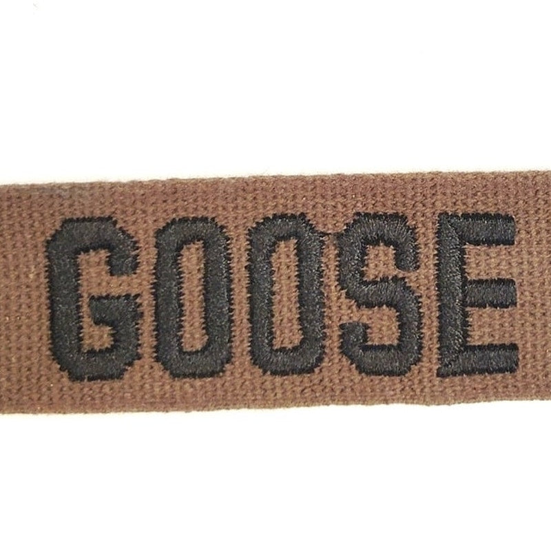 Vintage OD Green Embroidered "GOOSE" Uniform Name Tape 7.6 in. x 1 in. Sew-On