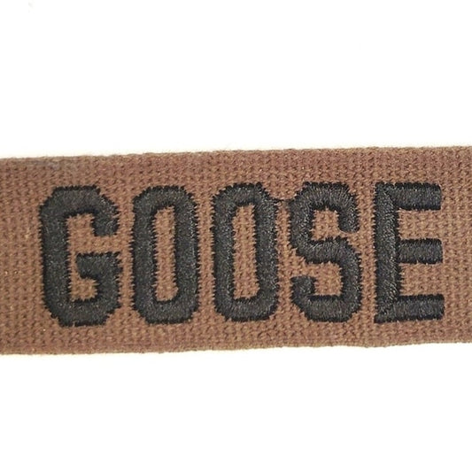 Vintage OD Green Embroidered "GOOSE" Uniform Name Tape 7.6 in. x 1 in. Sew-On