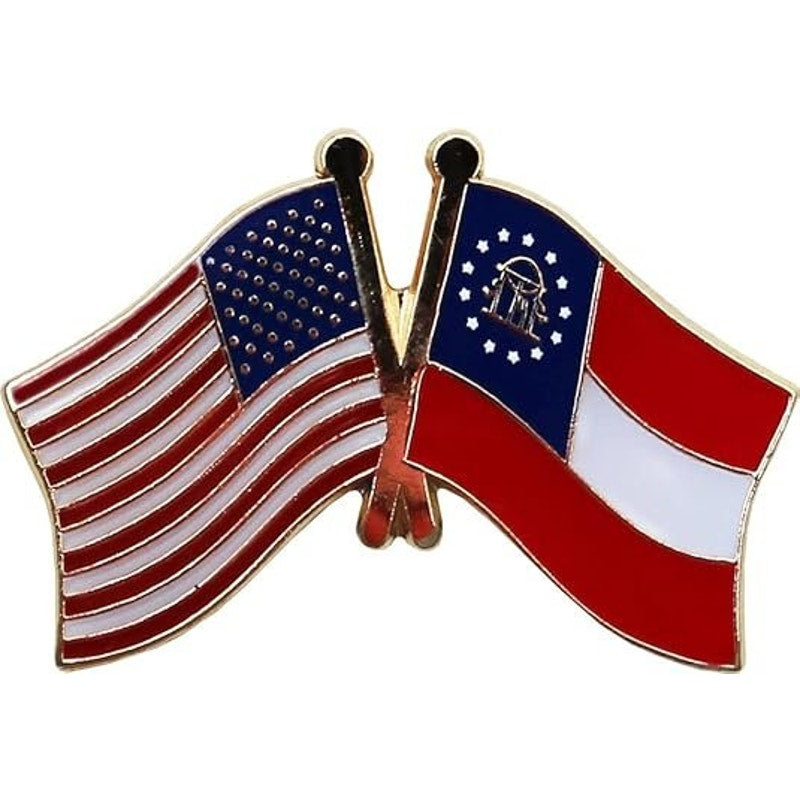 USA Georgia State Flag Novelty Biker Jacket Hat Lapel Pin 1" × 3/4"