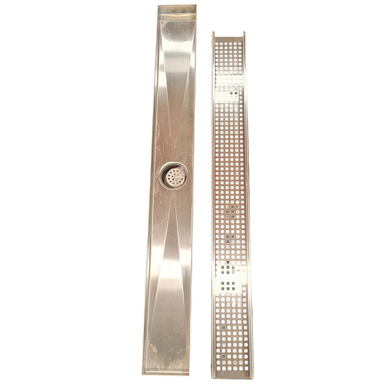 28 in. Stainless Steel Linear Shower Drain with Square Pattern Drain Cover