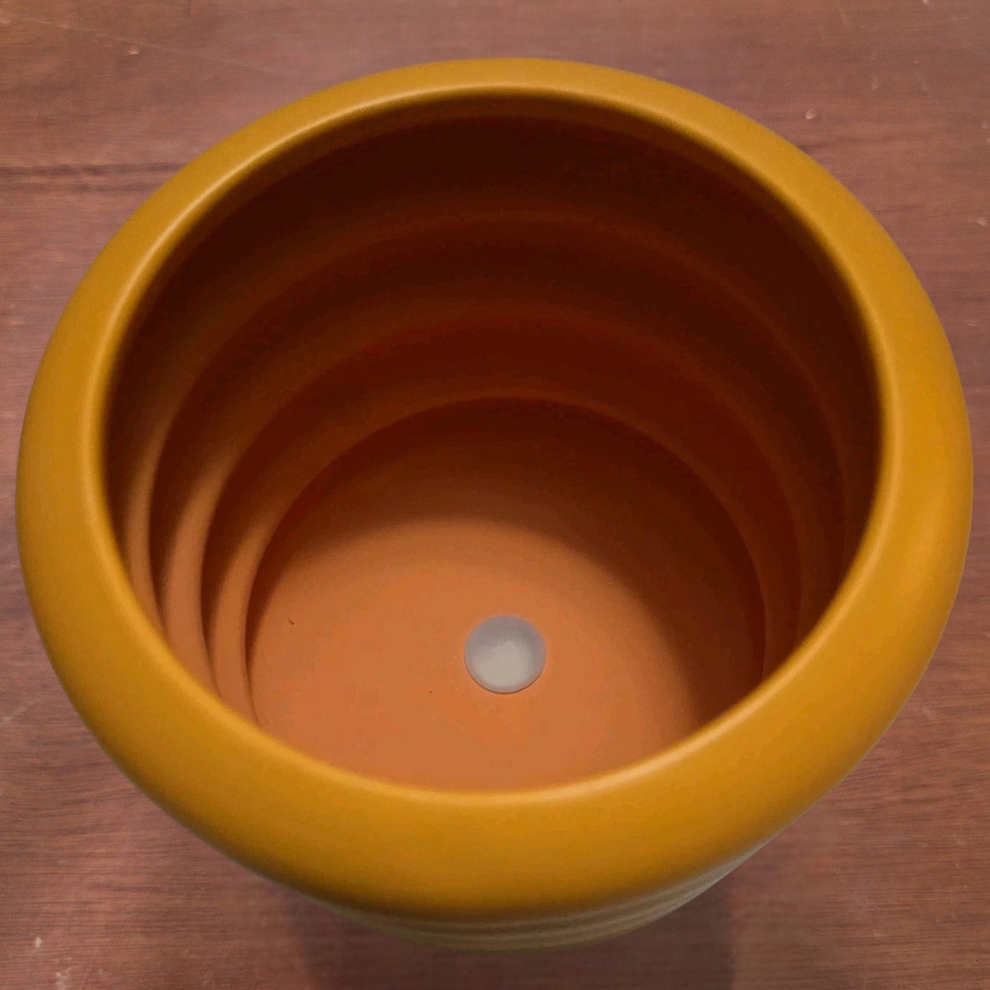 1 CS of 6 Small Bubble Ceramic Pastel Orange Planters 5" Diameter Plugged Drains