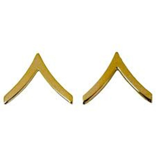 PFC PVT Chevron Style Rank Novelty Hat Lapel Pins Yellow on Black 7/8" × 5/8"