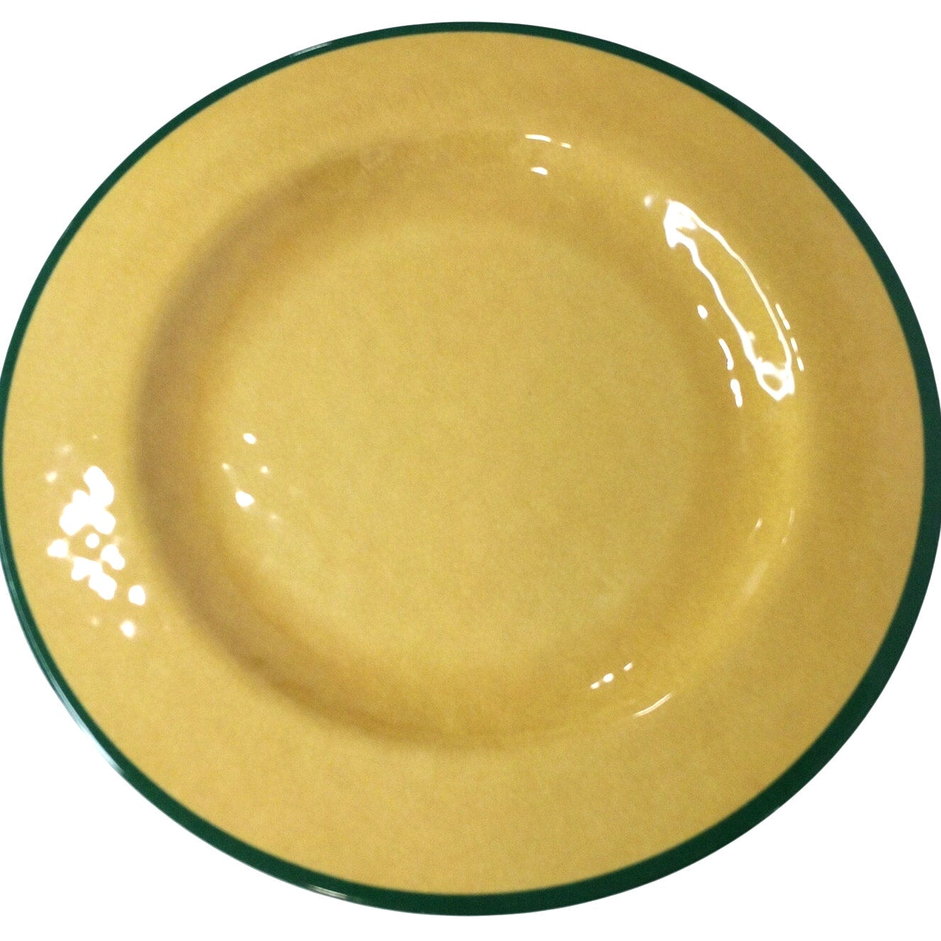 4-PK Threshold 10‑1/2" Melamine Dinner Plates – Yellow w/ Green Rim