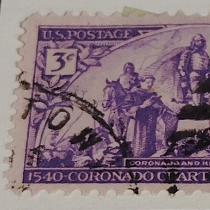 1940 3¢ Coronado Expedition Stamp – Scott 898 – Violet – Southwest Exploration