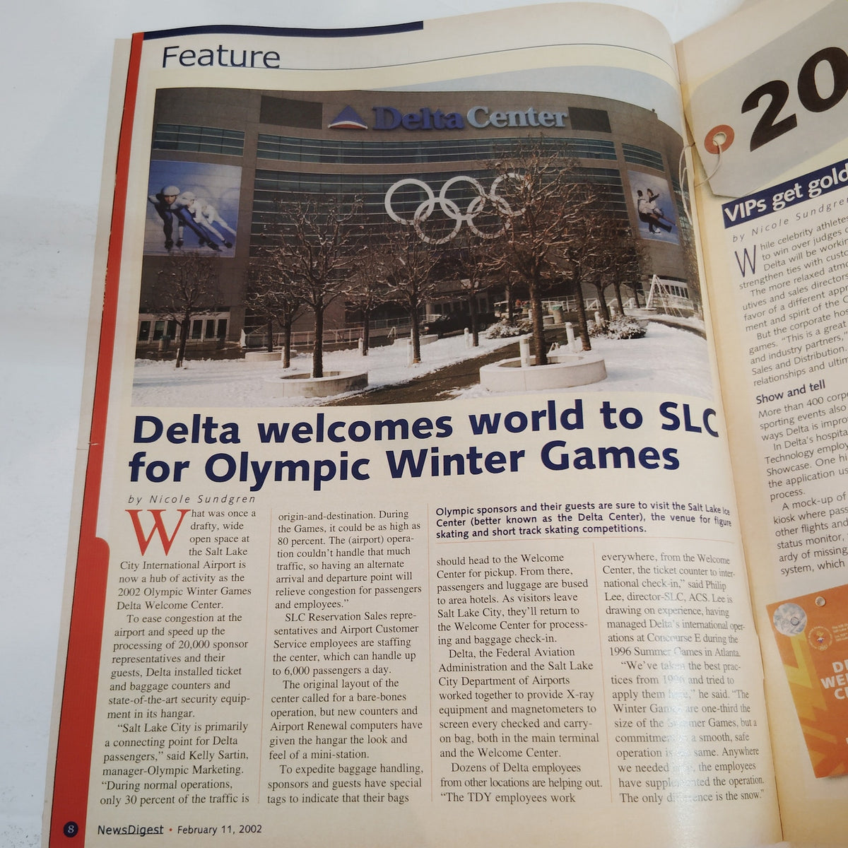 Delta News Digest - Feb 11, 2002 - Winter Olympics & Pension Plans Magazine