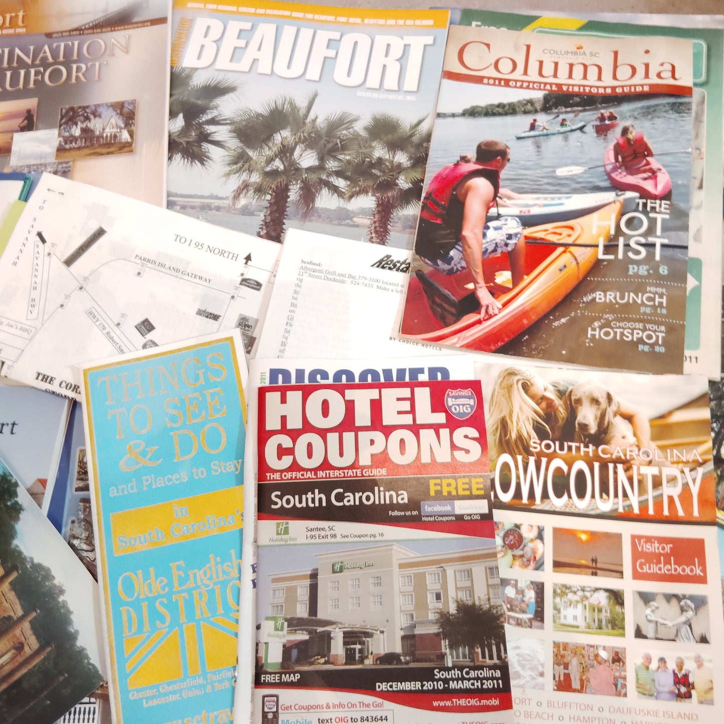 South Carolina Travel Ephemera: Beaufort, Columbia, Lowcountry Guides 2010s 5 lb