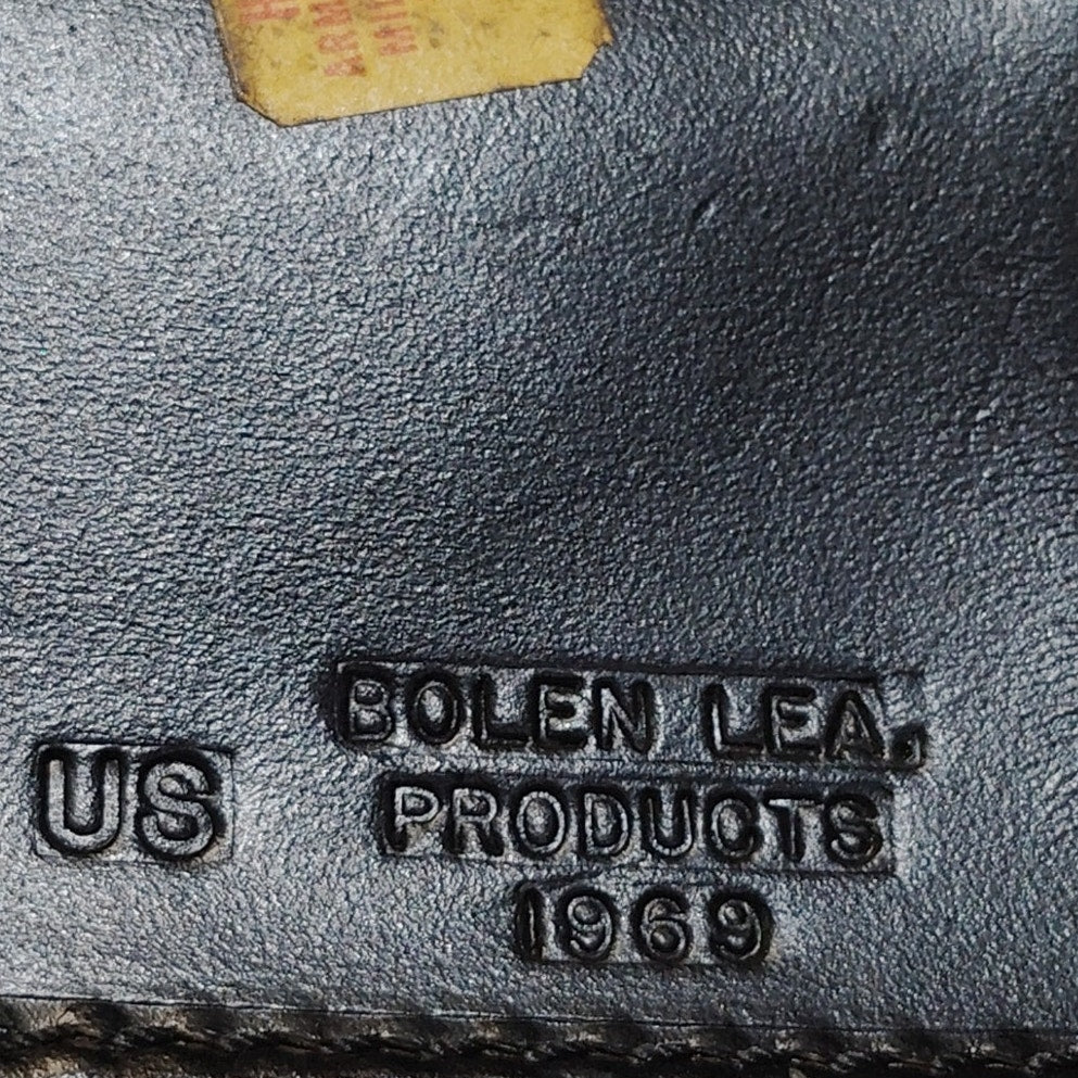 US Military Issue, 1969 BOLEN LEA. PRODUCTS Ammo Black Leather Belt Attached Pouch, 5x3x1", LN Cond.