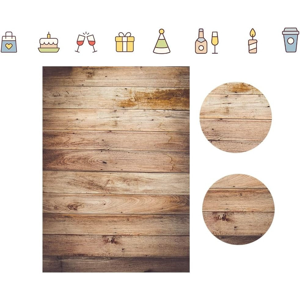 5 FT x 7 FT Wood Backdrop – Brown Long Plank Seamless Vintage/Rustic Background