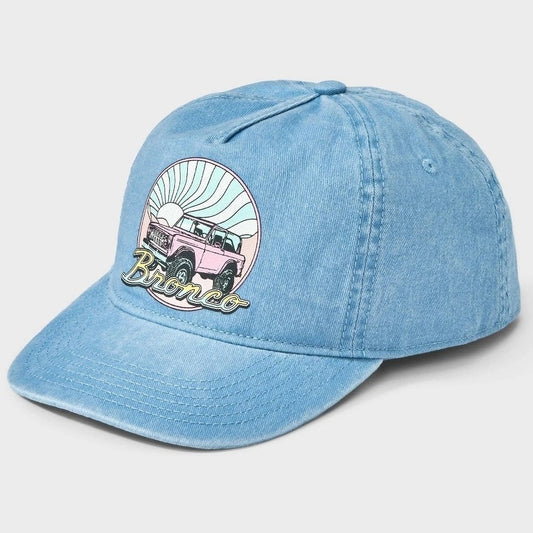 Girls' Ford Bronco Baseball Hat – Blue Cotton Twill – Adjustable Snapback – Classic Letter Pattern