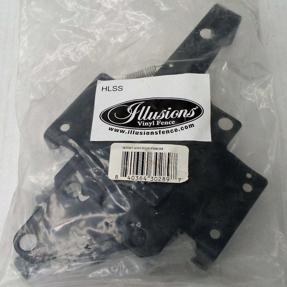 Illusions Vinyl Fence HLSS Hatchet Latch Black Stainless Steel Gate Hardware