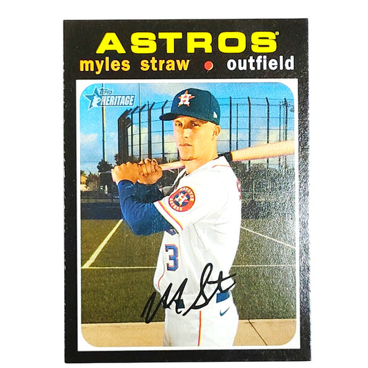 2020 Topps Heritage Myles Straw 597 Houston Astros Outfield Baseball Card VG/EX