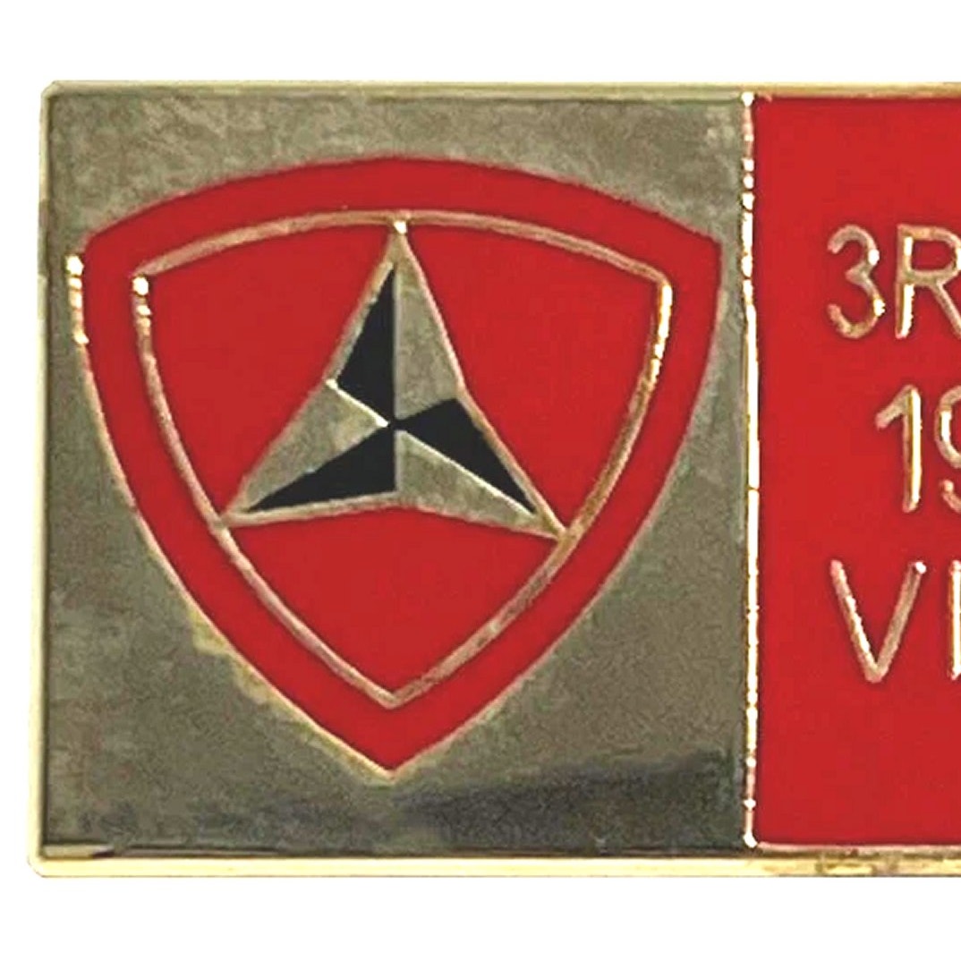 USMC 3rd Marine Division Vietnam 1965‑1969 Novelty Pin 1" × 1/2"