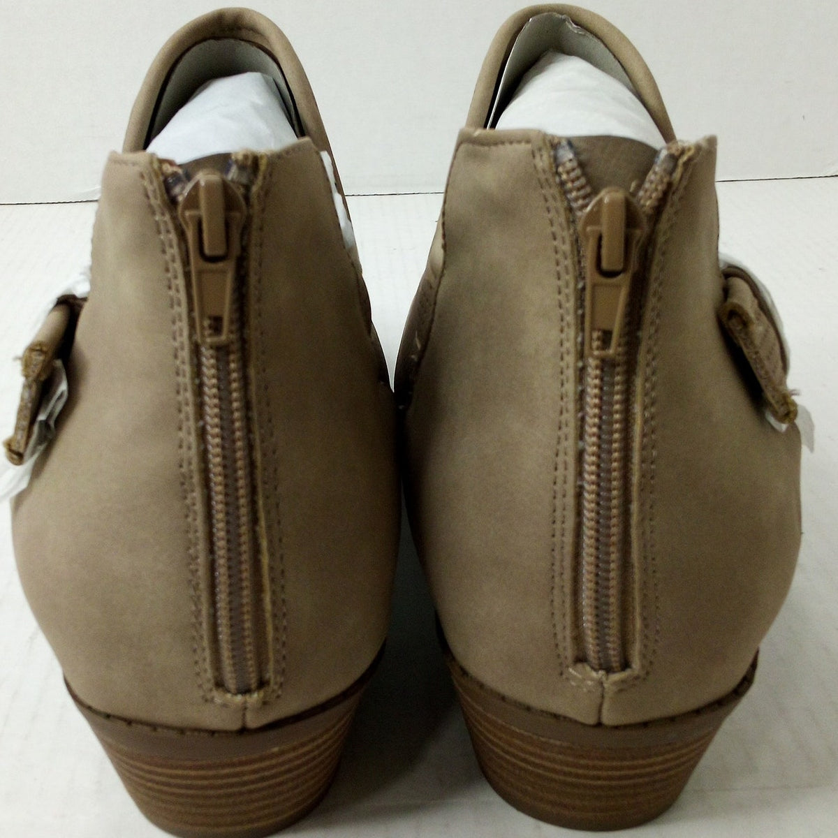 Lane Bryant Taupe Perforated Cutout Shootie Heels 12W Wide Block Heel Bootie