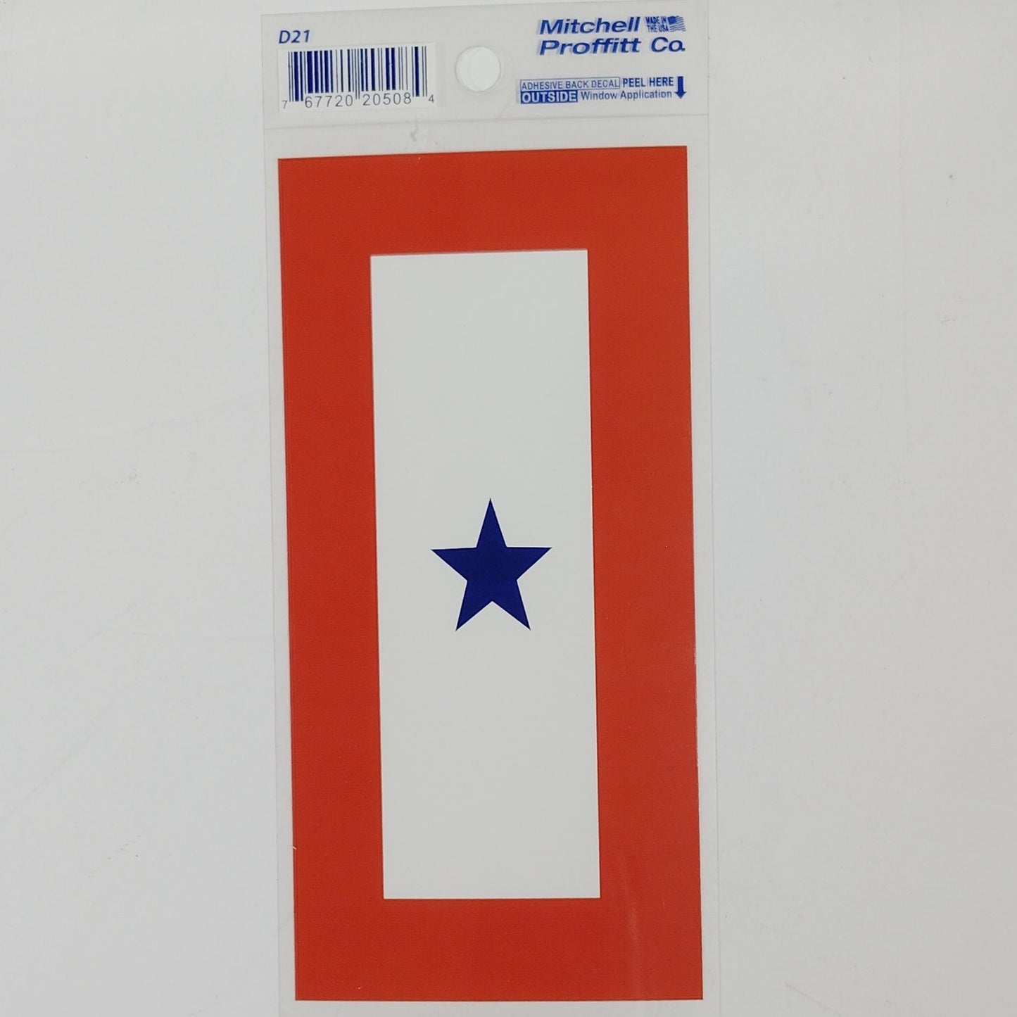 Single Star Service Ribbon Decal  5" x 3" Blue Star Banner, Vinyl Bumper Sticker