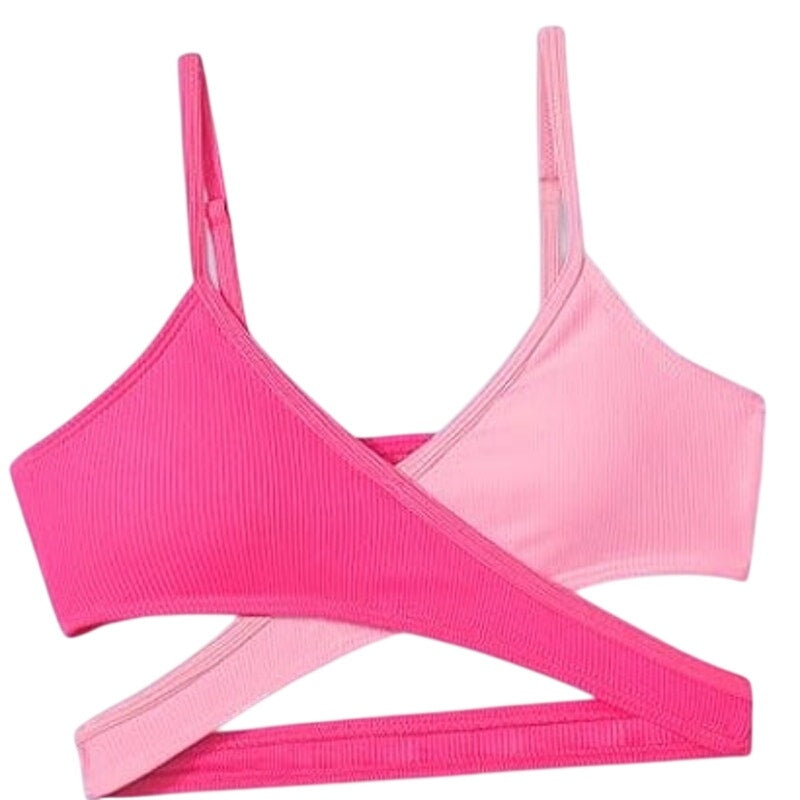 Aulyffo Girls Swimsuit Top – Pink Crisscross Style – Size 11–12Y – NWOT