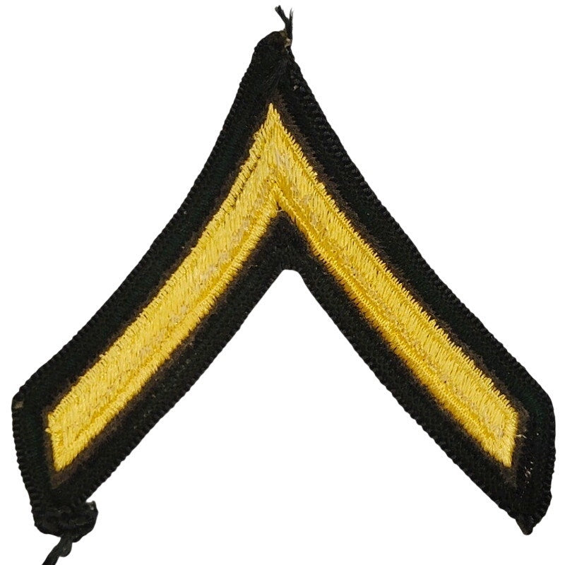 US Army Private E‑2 Rank Chevron Gold on Dark Green Single Sew‑On