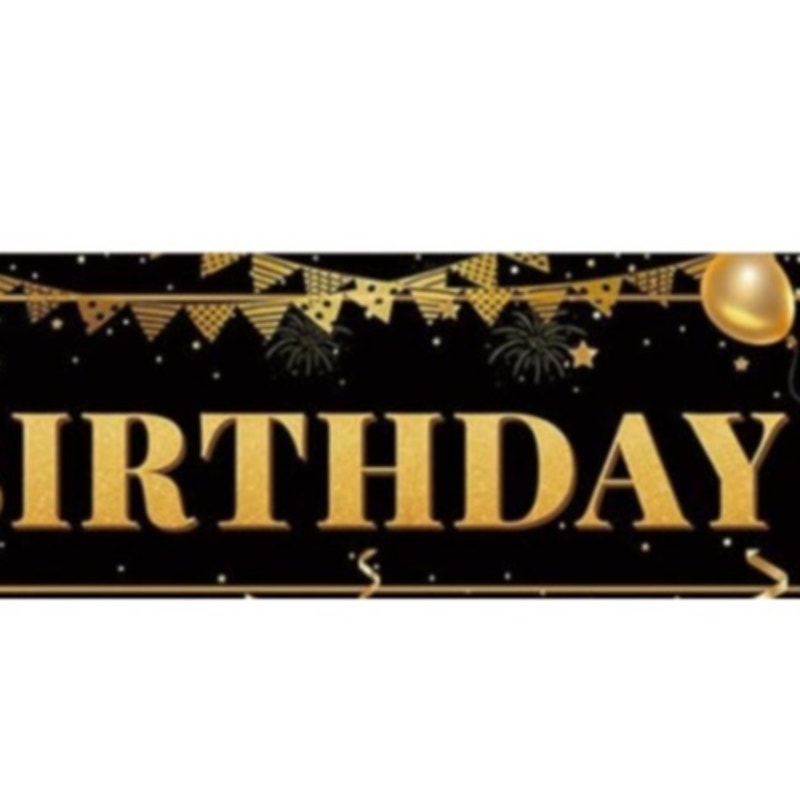 Happy 100th Birthday Banner 9.8×1.6 ft Black Gold Party Decoration Sign
