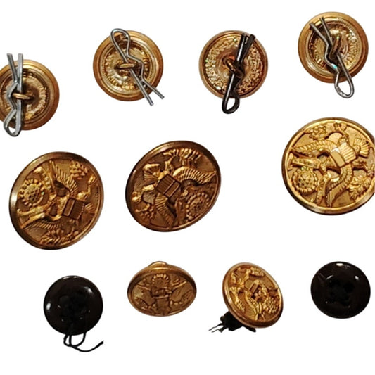 Vintage U.S. Army AG-44 Coat – Full Waterbury Button Set – 11 Total – Removed from Original Coat