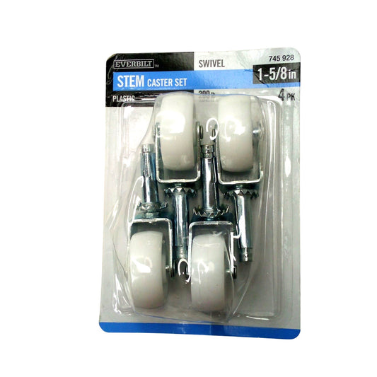 Everbilt 1-5/8 in. White Plastic Swivel Stem Casters 4-Pack 50 lb Load Rating