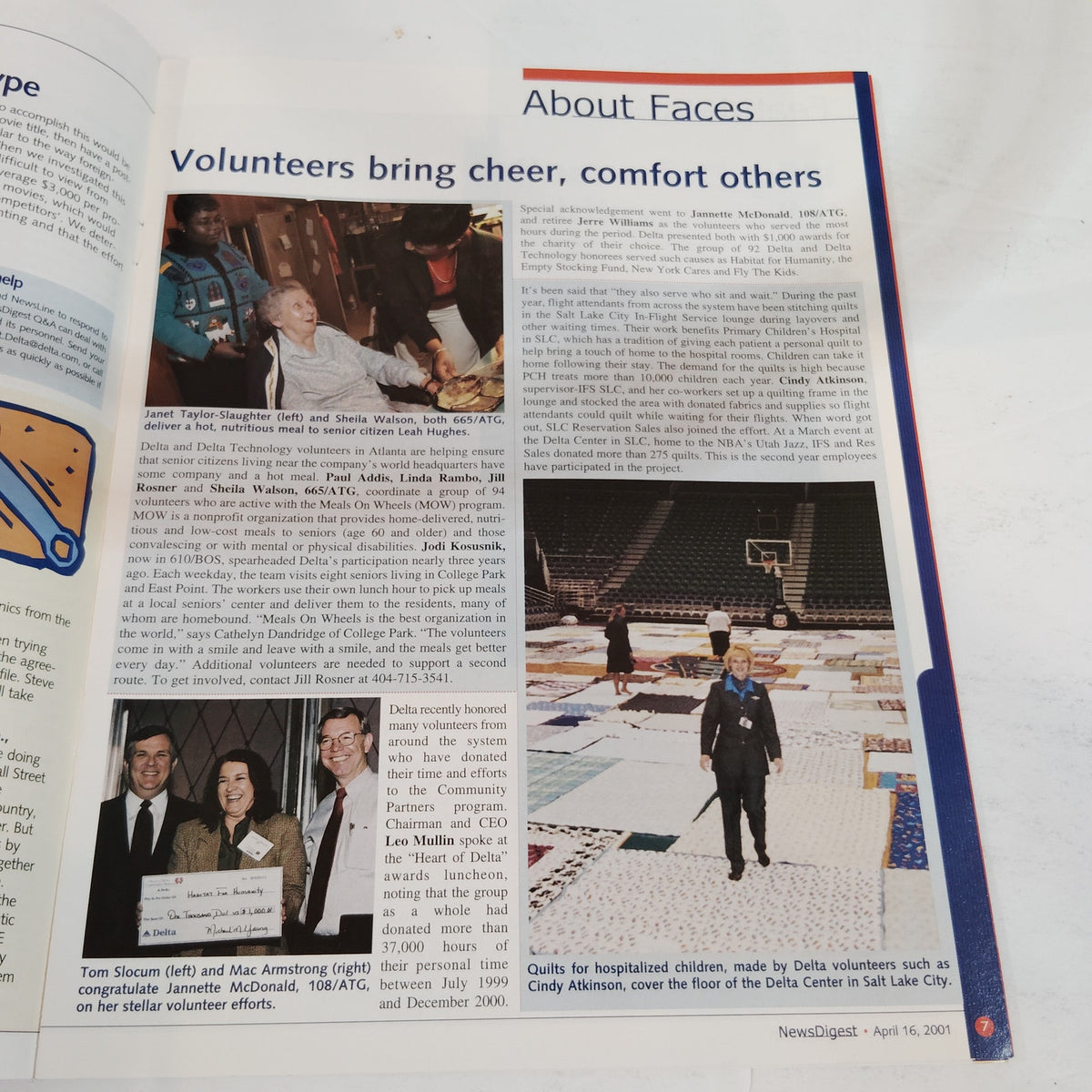 Delta News Digest - April 16, 2001 - Inflight Airline Magazine, Red/White